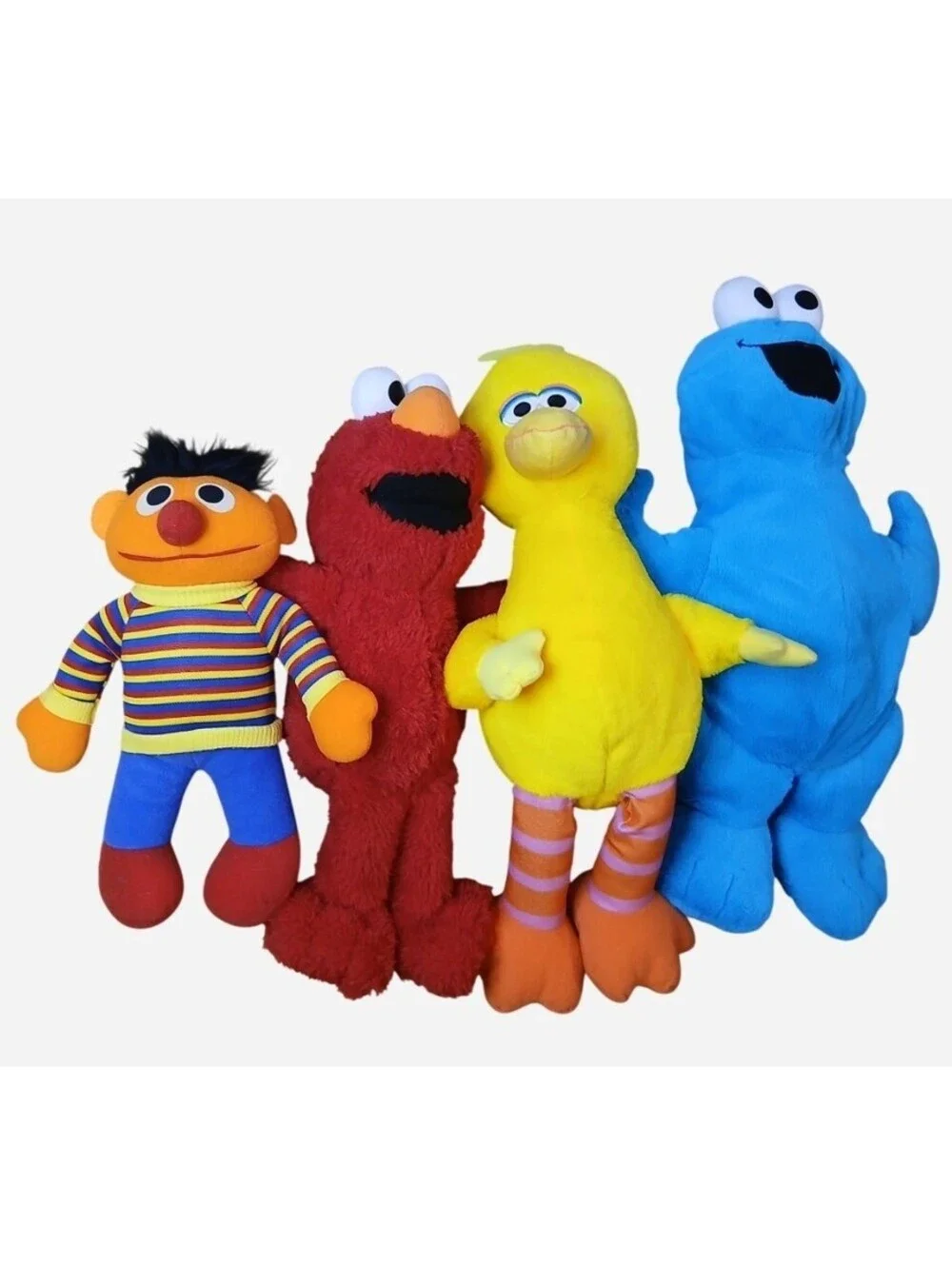 Sesame Street Plush Lot of 4 Ernie Elmo Big Bird Cookie Monster Stuffed Animals